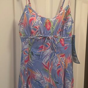 NWT Fit 4 U Tropical blue swimsuit size 12